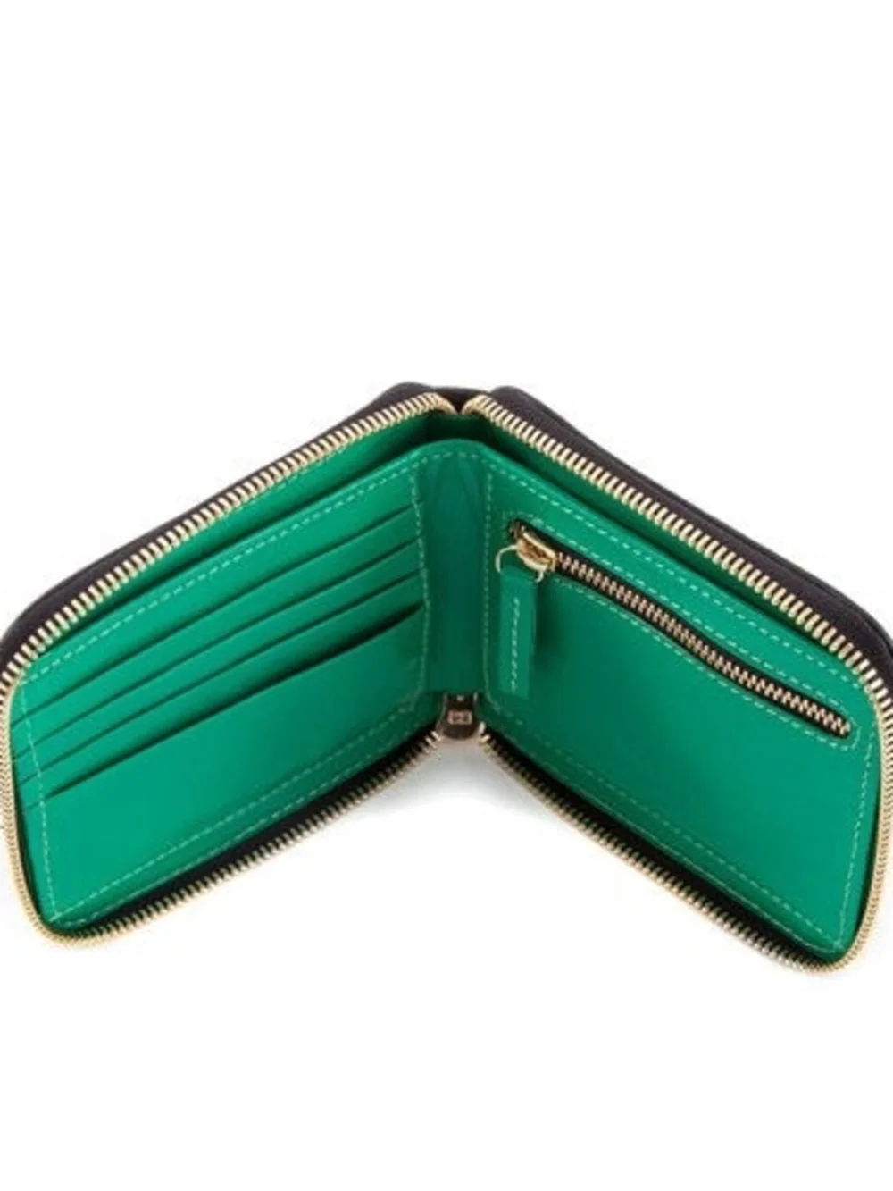 Clare V Black Leather Zip Wallet with Gold Hardware
